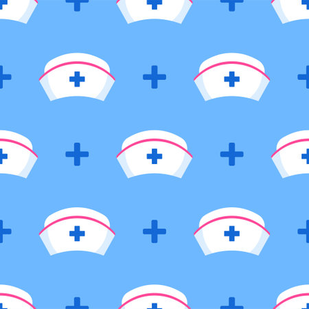 Doctors Day Seamless Pattern Design with Medical Equipment in Template Hand Drawn Cartoon Flat Illustrationのイラスト素材