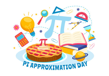 Pi Approximation Day Vector Illustration on July 22 with Mathematical Constants, Greek Letters or Baked Sweet Pie in Flat Cartoon Backgroundのイラスト素材