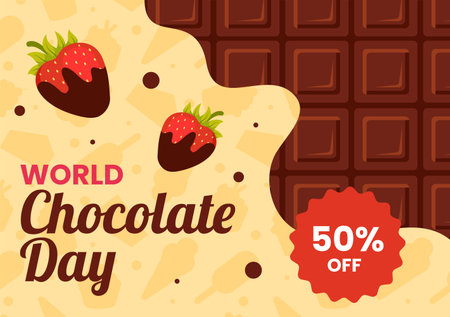 Chocolate Day Social Media Background Illustration Flat Cartoon Hand Drawn Templatesのイラスト素材