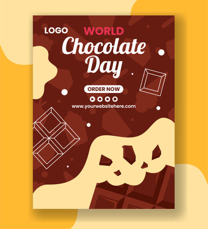 Chocolate Day Vertical Poster Flat Cartoon Hand Drawn Templates Background Illustrationのイラスト素材