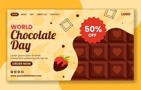 Chocolate Day Social Media Landing Page Cartoon Hand Drawn Templates Background Illustrationのイラスト素材
