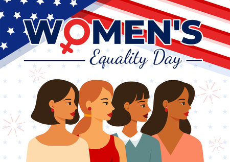 Vector Illustration for Women's Equality Day in the United States on August 26, featuring Women Rights History Month and the American Flag Backgroundのイラスト素材