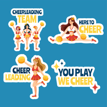 Cheerleading Label Flat Cartoon Hand Drawn Templates Background Illustrationのイラスト素材