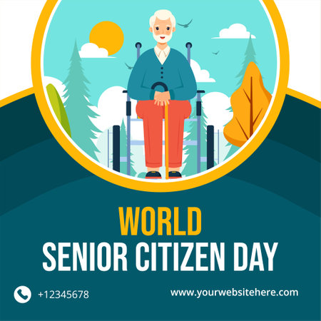 Senior Citizen Day Social Media Illustration Flat Cartoon Hand Drawn Templates Backgroundのイラスト素材