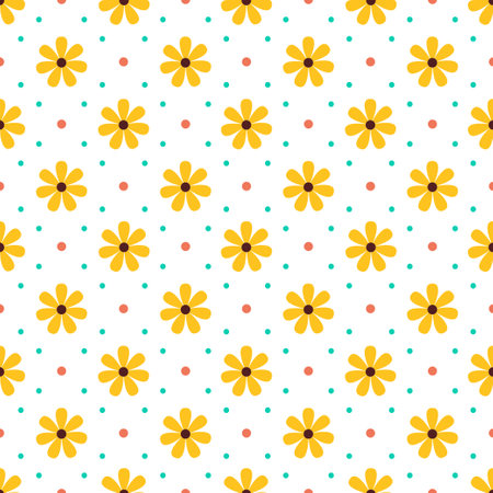 Floral Seamless Pattern Design Illustration with Blooming Branches and Leaf Flower in Hand-Drawn Cartoon Style Templateのイラスト素材