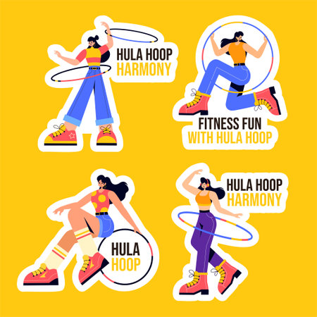 Hula Hoop Label Flat Cartoon Hand Drawn Templates Background Illustrationのイラスト素材