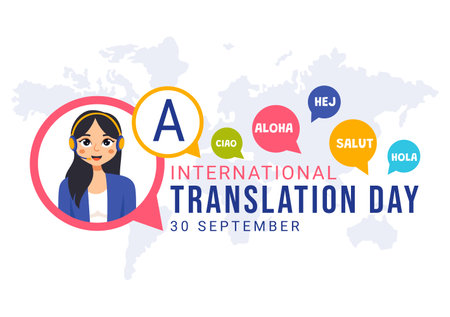 World Translator or Translation Language Day Illustration with Hello Greetings in Different Countries and Multilingual International Communicationのイラスト素材