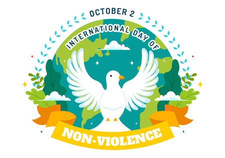 International Day of Non-Violence Vector Illustration on October 2nd, a Culture of Peace, Tolerance, and Understanding in a Flat Design Backgroundのイラスト素材