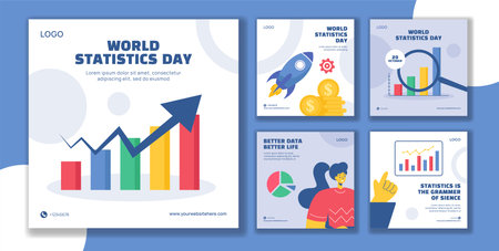 Statistics Day Social Media Post Flat Cartoon Hand Drawn Templates Background Illustrationのイラスト素材
