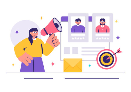 Recruitment Agency Vector Illustration featuring Managers Selecting Candidates Employee for Various Job Positions or Other Organizationsのイラスト素材