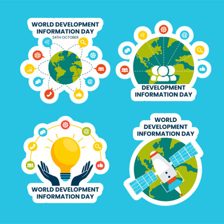 Development Information Day Label Flat Cartoon Hand Drawn Templates Background Illustrationのイラスト素材