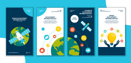 Development Information Day Social Media Stories Flat Cartoon Hand Drawn Templates Background Illustrationのイラスト素材