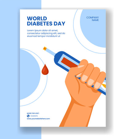 Diabetes Prevention Vertical Poster Template Flat Cartoon Hand-Drawn Backgroundのイラスト素材