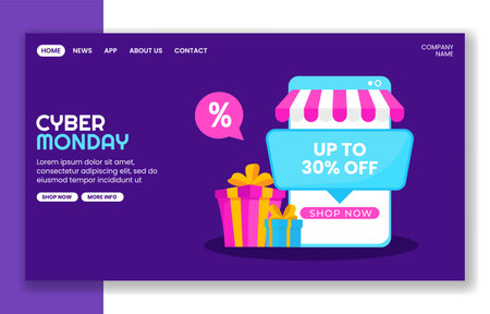 Cyber Monday Shopping Promotion Template for Social Media Landing Page Graphicsのイラスト素材