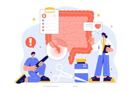 Appendicitis Vector Illustration Featuring Inflammation of the Appendix and Stomach Treatment in a Healthcare Flat Style Cartoon Backgroundのイラスト素材