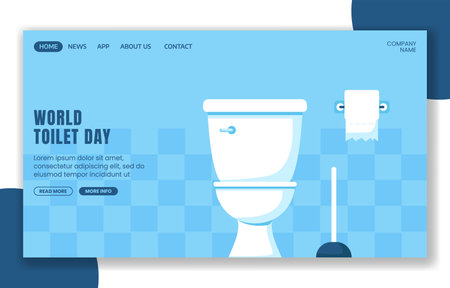Cartoon World Toilet Day Social Media Landing Page Template for Global Sanitation Campaignsのイラスト素材