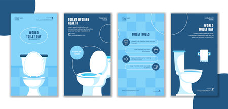 World Toilet Day Awareness Social Media Stories with Cartoon Hand Drawn Designのイラスト素材