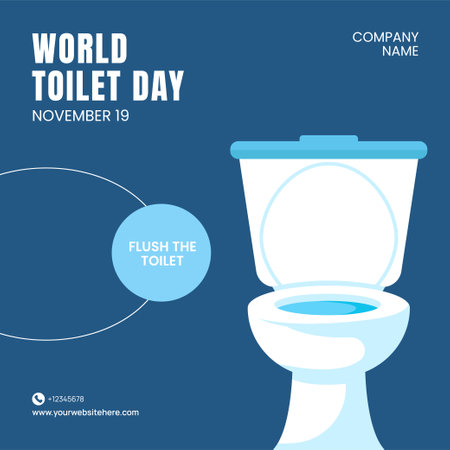 Flat Cartoon Style Template for World Toilet Day Social Media Promotions Backgroundのイラスト素材