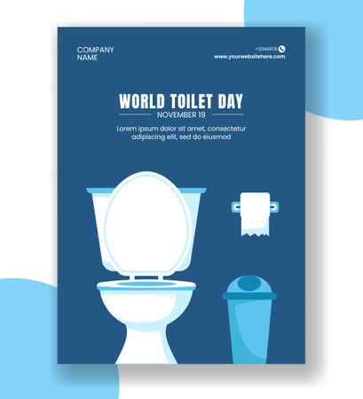 Vertical Poster Design for World Toilet Day Awareness with Flat Cartoon Illustrationのイラスト素材