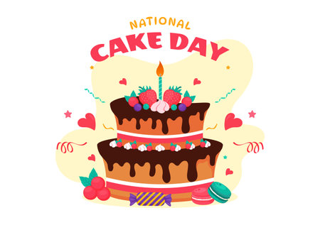 National Cake Day Vector Illustration Celebrating the Holiday on November 26, featuring a Variety of...