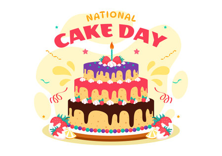 National Cake Day Vector Illustration Celebrating the Holiday on November 26, featuring a Variety of...