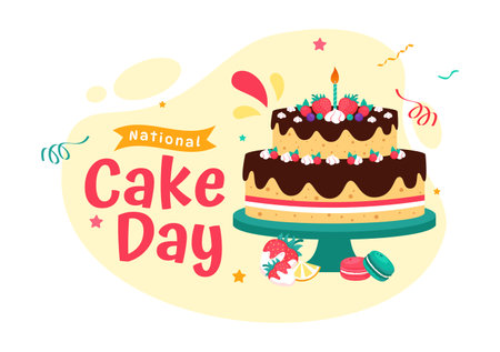 National Cake Day Vector Illustration Celebrating the Holiday on November 26, featuring a Variety of...