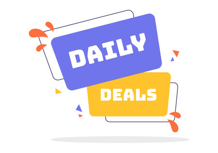 Daily Deals Vector Illustration Showcasing Various Shopping Items with Increasing Discounts to Ideal for Promotions, Sales, and E-Commerce Backgroundのイラスト素材