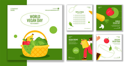 Vegan Lifestyle Social Media Post Template for World Vegan Dayのイラスト素材