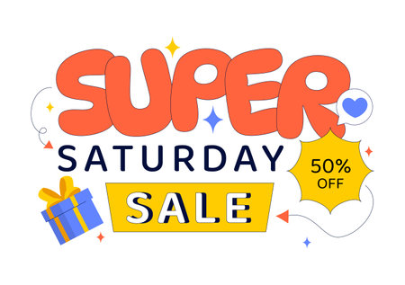 Super Saturday Sale Vector Illustration featuring Enjoy an Exciting Weekend with Amazing Discounts and Retail Shopping Offers for Clearance Dealsのイラスト素材
