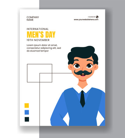 Men's Day Vertical Poster Template with Hand-Drawn Cartoon Backgroundのイラスト素材