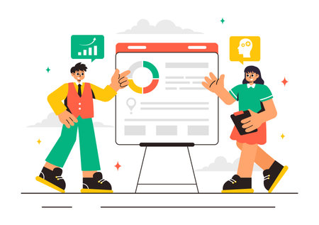 Outsourcing Business Vector Illustration featuring of the Teamwork, Company Growth, Investment, and Project Delegation, displayed in a Backgroundのイラスト素材