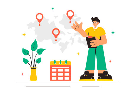 Outsourcing Business Vector Illustration featuring of the Teamwork, Company Growth, Investment, and Project Delegation, displayed in a Backgroundのイラスト素材