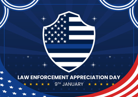 National Law Enforcement Appreciation Day or LEAD Illustration Celebrating and Showing Gratitude to Law Enforcement Officers in a Flat Backgroundのイラスト素材