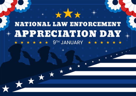 National Law Enforcement Appreciation Day or LEAD Illustration Celebrating and Showing Gratitude to Law Enforcement Officers in a Flat Backgroundのイラスト素材