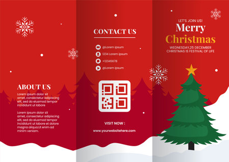 Joyful Christmas Brochure Cartoon Hand-Drawn Templates Illustrationのイラスト素材