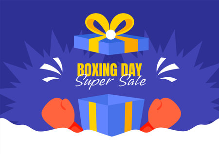 Hand Drawn Boxing Day Deals Templates for Social Media Backgroundsのイラスト素材