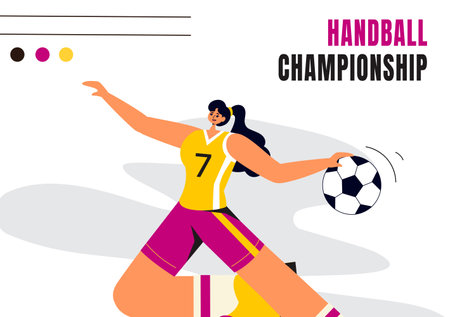 Handball Social Media Background with Flat Cartoon Elementsのイラスト素材