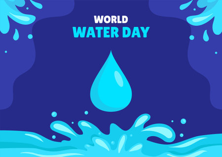 Flat Cartoon Illustration for World Water Day Social Media Templates and Backgroundsのイラスト素材