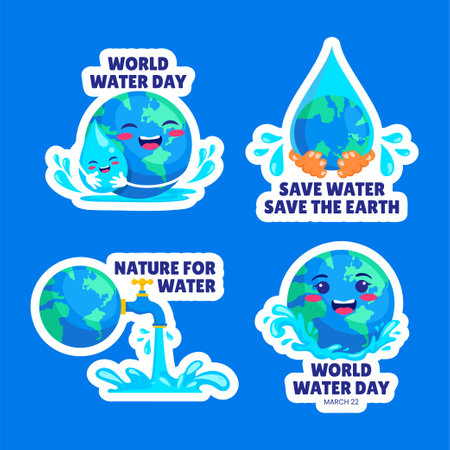 Cartoon Style World Water Day Illustration for Social Media Label Templateのイラスト素材