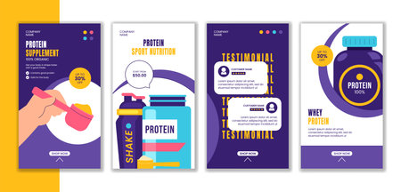 Flat Cartoon Design for Healthy Protein Supplements Social Media Storiesのイラスト素材