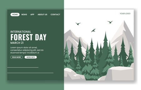 International Forest Day Social Media Landing Page Template in Flat Cartoon Styleのイラスト素材