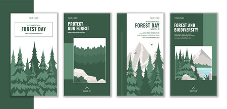 Hand-Drawn Template for International Forest Day Social Media Storiesのイラスト素材