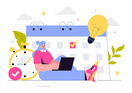 Self Improvement Illustration featuring Upskilling, Learning at Work, Educational Qualifications, and Personal Growth for Career and Self Developmentのイラスト素材