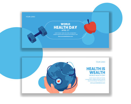 World Health Day Social Media Horizontal Banner Graphic Design Templateのイラスト素材