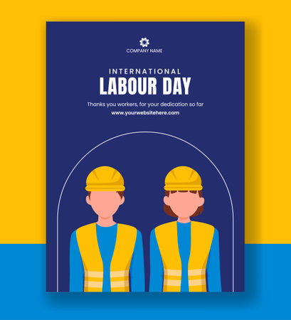 International Labor Day Illustration for Social Media Vertical Posterのイラスト素材