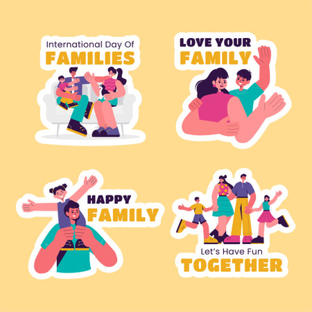 International Day of Families Social Media Label Illustration with Flat Cartoon Designのイラスト素材