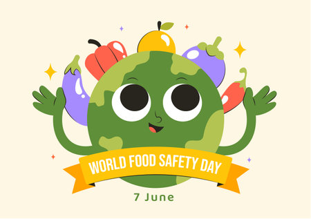 World Food Safety Day Vector Illustration on June 7 to Raise Awareness and Preventive Measures Against Food Safety Risks with Fruits and Vegetablesのイラスト素材