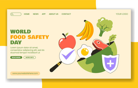 Flat Cartoon Illustration Template for Promoting Food Safety Day Social Media Landing Pageのイラスト素材