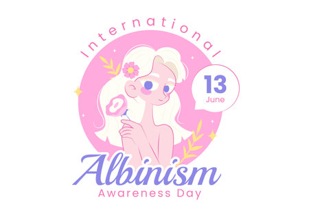 International Albinism Awareness Day Vector Illustration on June 13, Featuring People with a Rare Genetic Disorder Advocating for Human Rightsのイラスト素材