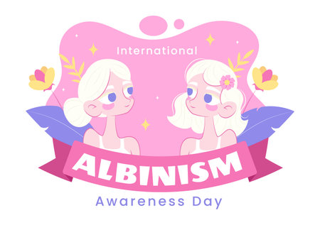 International Albinism Awareness Day Vector Illustration on June 13, Featuring People with a Rare Genetic Disorder Advocating for Human Rightsのイラスト素材